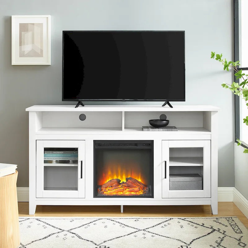 58-inch 2-Door Highboy Fireplace TV Stand with Storage