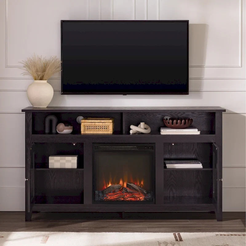 58-inch 2-Door Highboy Fireplace TV Stand with Storage