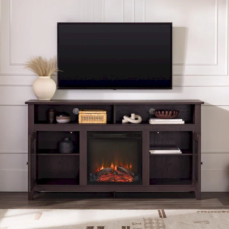58-inch 2-Door Highboy Fireplace TV Stand with Storage