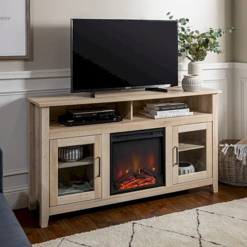 58-inch 2-Door Highboy Fireplace TV Stand with Storage