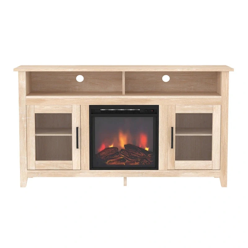 58-inch 2-Door Highboy Fireplace TV Stand with Storage