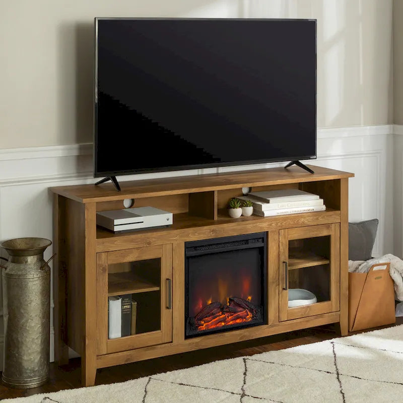 58-inch 2-Door Highboy Fireplace TV Stand with Storage