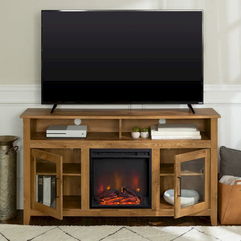 58-inch 2-Door Highboy Fireplace TV Stand with Storage
