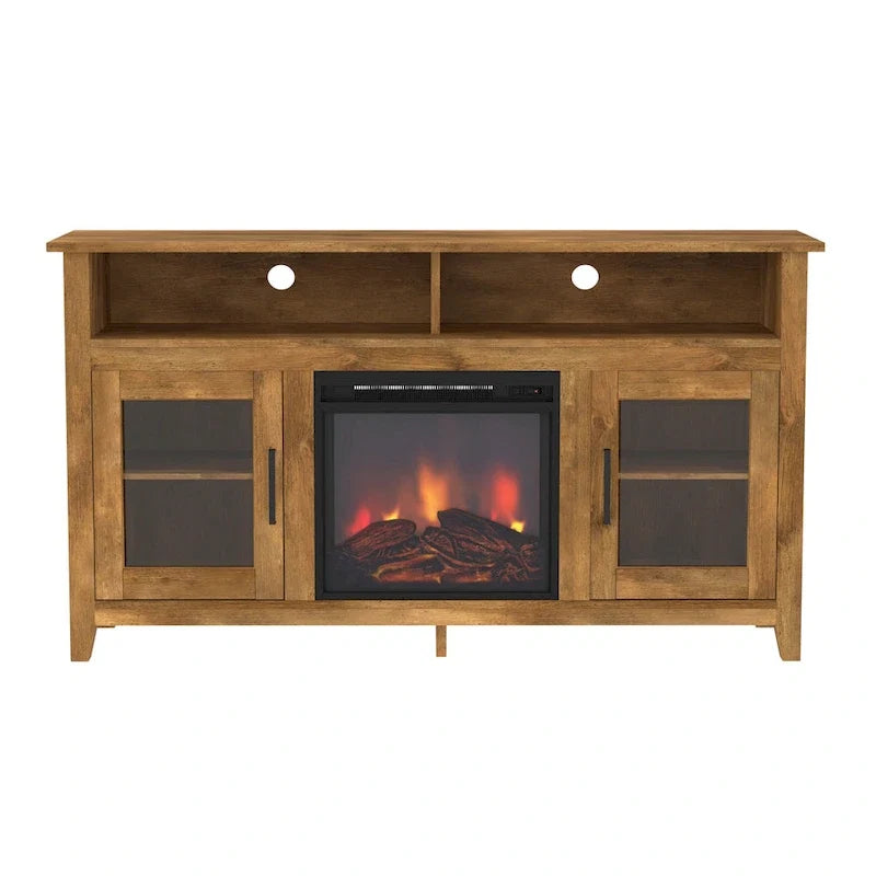58-inch 2-Door Highboy Fireplace TV Stand with Storage