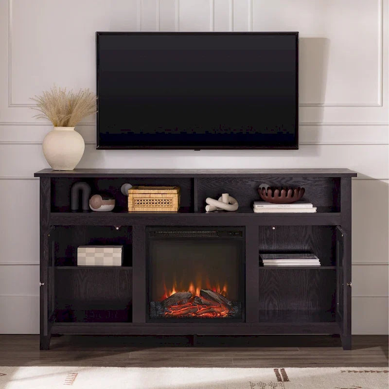 58-inch 2-Door Highboy Fireplace TV Stand with Storage