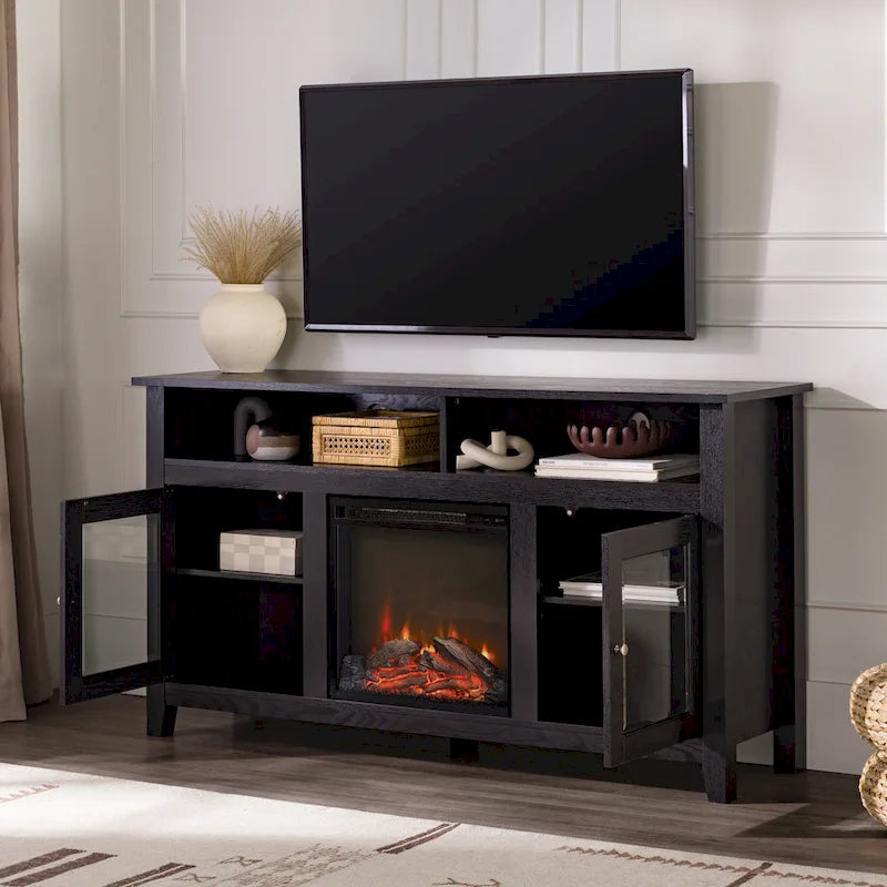 58-inch 2-Door Highboy Fireplace TV Stand with Storage