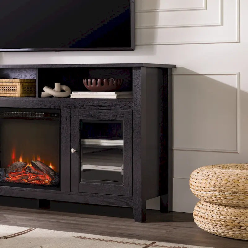 58-inch 2-Door Highboy Fireplace TV Stand with Storage
