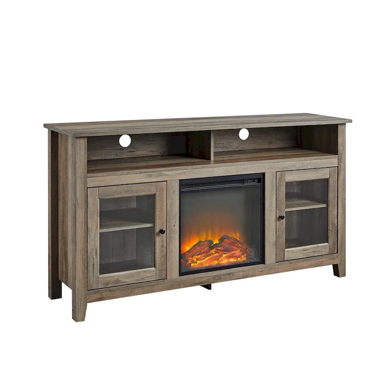 58-inch 2-Door Highboy Fireplace TV Stand with Storage