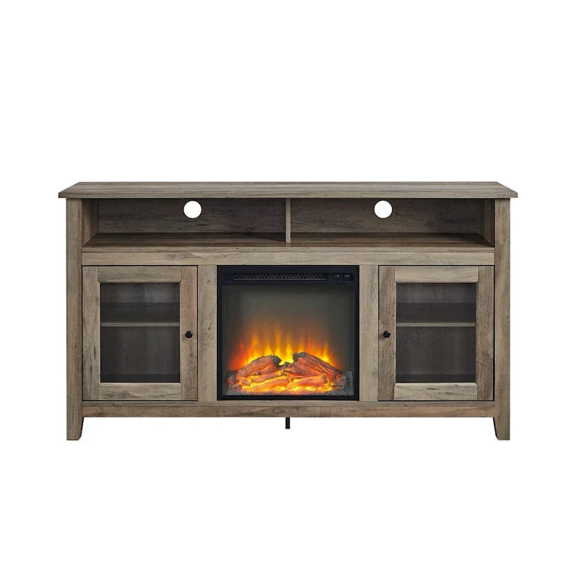58-inch 2-Door Highboy Fireplace TV Stand with Storage