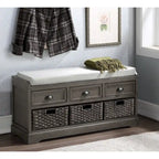Storage Bench with Cushion, 3 Drawers and 3 Baskets