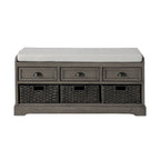 Storage Bench with Cushion, 3 Drawers and 3 Baskets