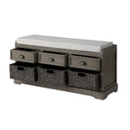 Storage Bench with Cushion, 3 Drawers and 3 Baskets
