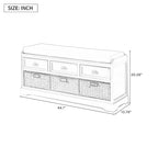 Storage Bench with Cushion, 3 Drawers and 3 Baskets