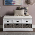 Storage Bench with Cushion, 3 Drawers and 3 Baskets