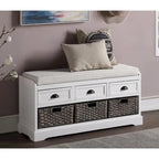 Storage Bench with Cushion, 3 Drawers and 3 Baskets