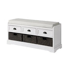 Storage Bench with Cushion, 3 Drawers and 3 Baskets