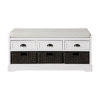 Storage Bench with Cushion, 3 Drawers and 3 Baskets
