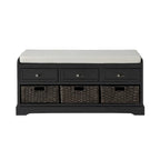 Storage Bench with Cushion, 3 Drawers and 3 Baskets