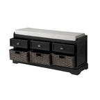 Storage Bench with Cushion, 3 Drawers and 3 Baskets