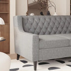 78.75 3-Seater Fabric Sofa with Tufted Back – Grey