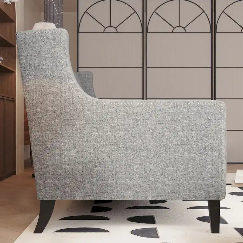 78.75 3-Seater Fabric Sofa with Tufted Back – Grey