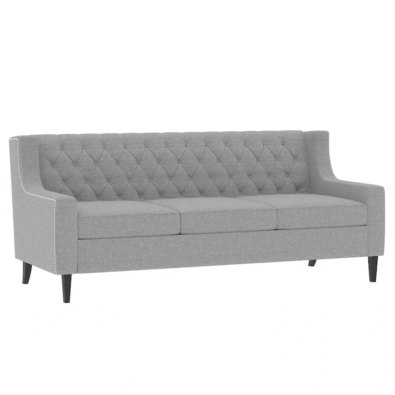 78.75 3-Seater Fabric Sofa with Tufted Back – Grey