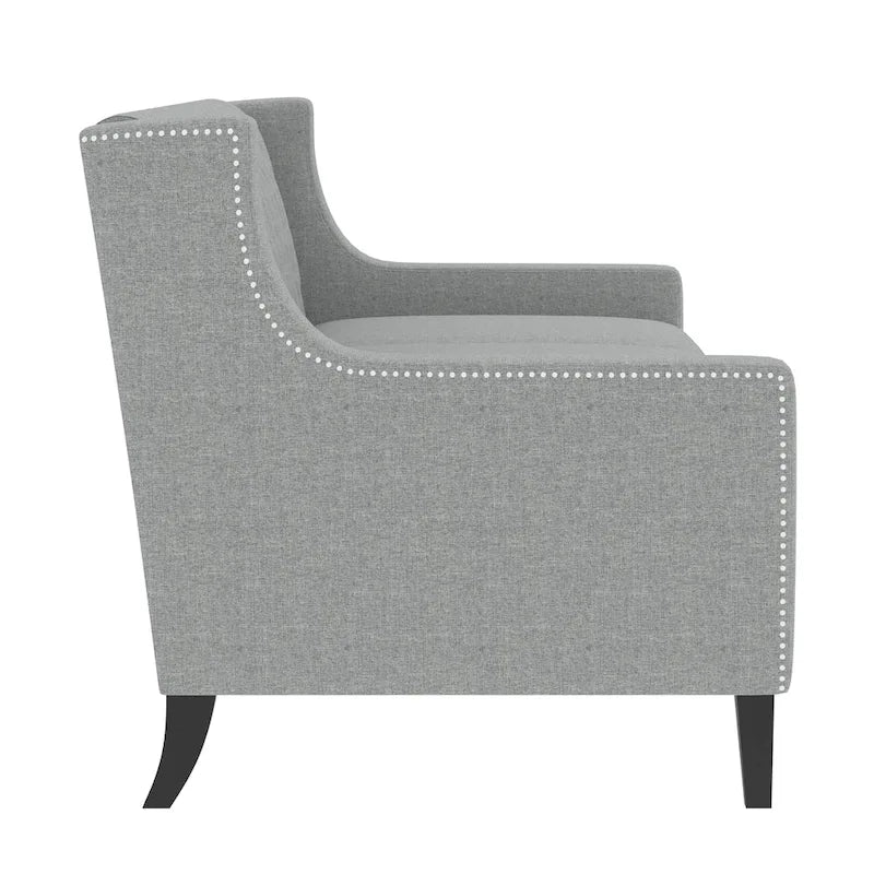 78.75 3-Seater Fabric Sofa with Tufted Back – Grey