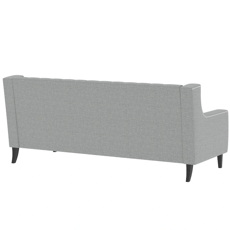 78.75 3-Seater Fabric Sofa with Tufted Back – Grey