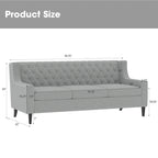 78.75 3-Seater Fabric Sofa with Tufted Back – Grey