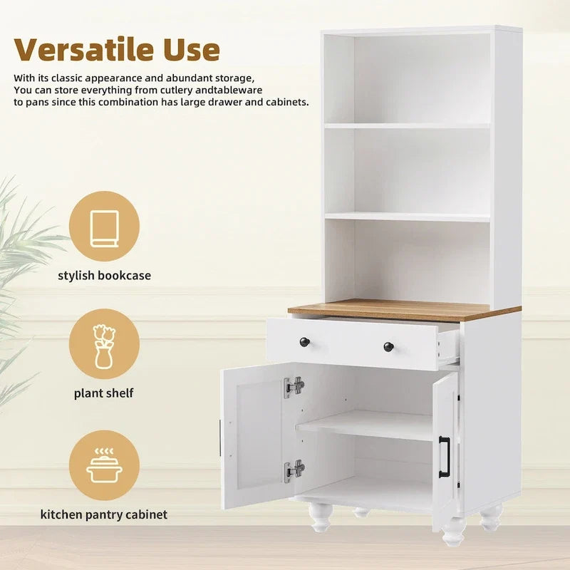 TV Stand with Adjustable Shelves for TVs Up to 70, Entertainment Center with Bookshelves for Living Room