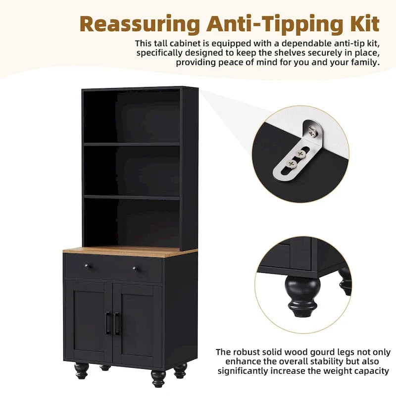 TV Stand with Adjustable Shelves for TVs Up to 70, Entertainment Center with Bookshelves for Living Room