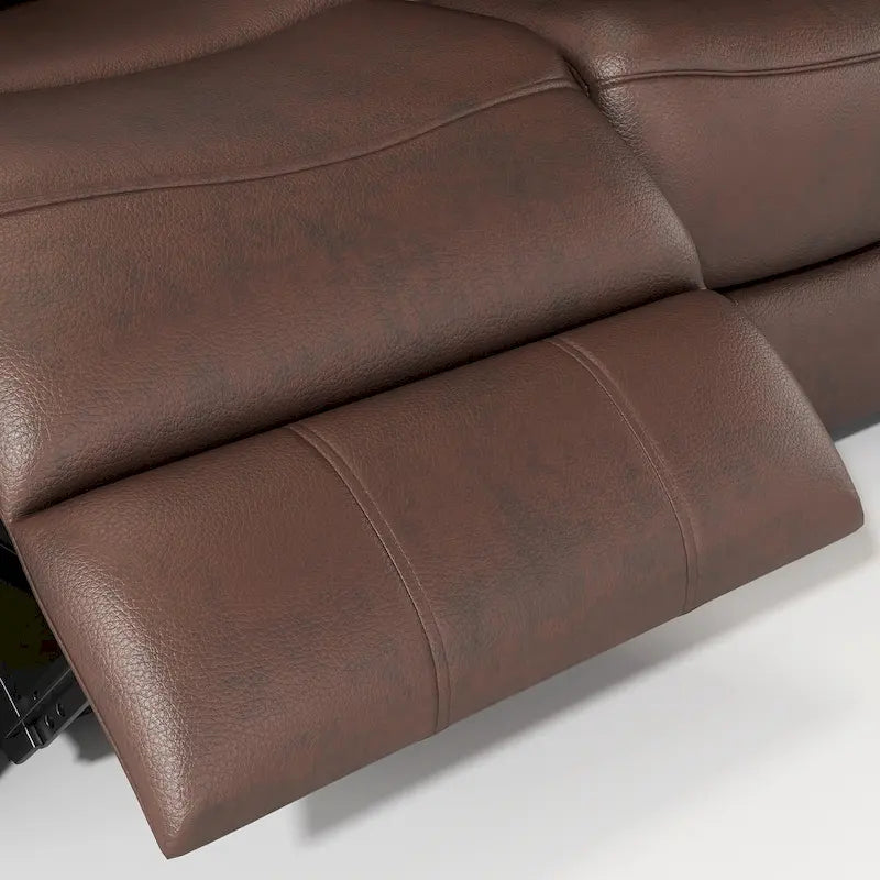 63 Genuine Leather 2-Seater Reclining Sofa with Overstuffed Armrests