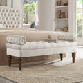 Upholstered Tufted Velvet Bench with Wooden Legs