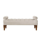 Upholstered Tufted Velvet Bench with Wooden Legs