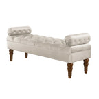Upholstered Tufted Velvet Bench with Wooden Legs