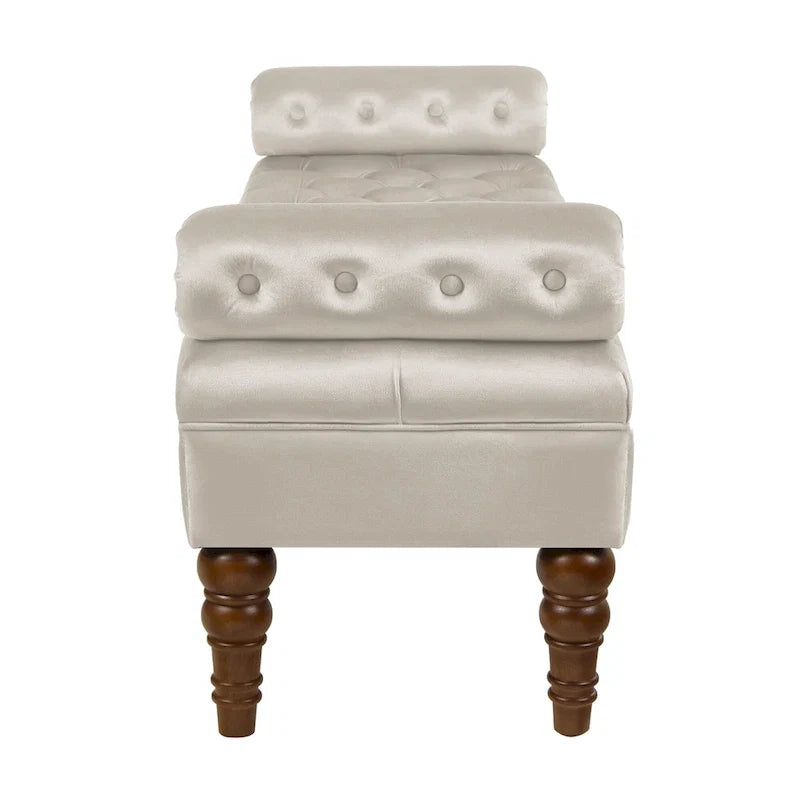 Upholstered Tufted Velvet Bench with Wooden Legs