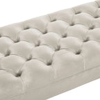Upholstered Tufted Velvet Bench with Wooden Legs