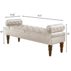 Upholstered Tufted Velvet Bench with Wooden Legs