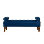 Upholstered Tufted Velvet Bench with Wooden Legs