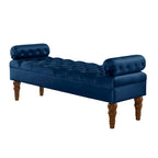 Upholstered Tufted Velvet Bench with Wooden Legs