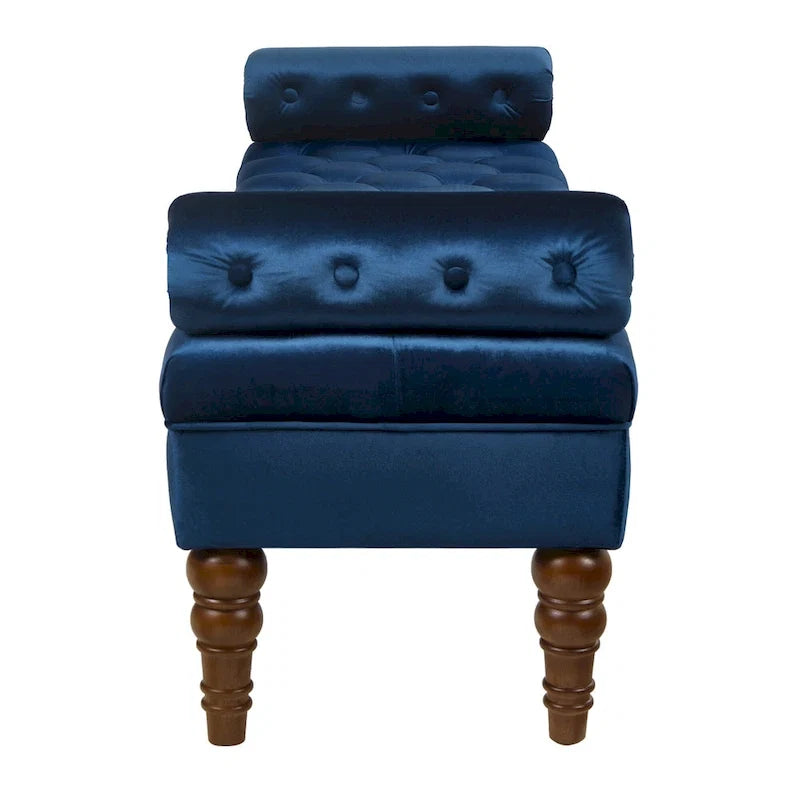 Upholstered Tufted Velvet Bench with Wooden Legs