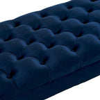 Upholstered Tufted Velvet Bench with Wooden Legs