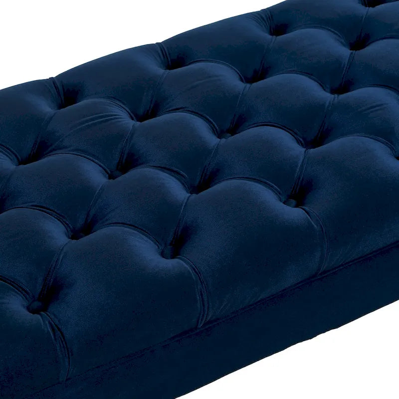 Upholstered Tufted Velvet Bench with Wooden Legs