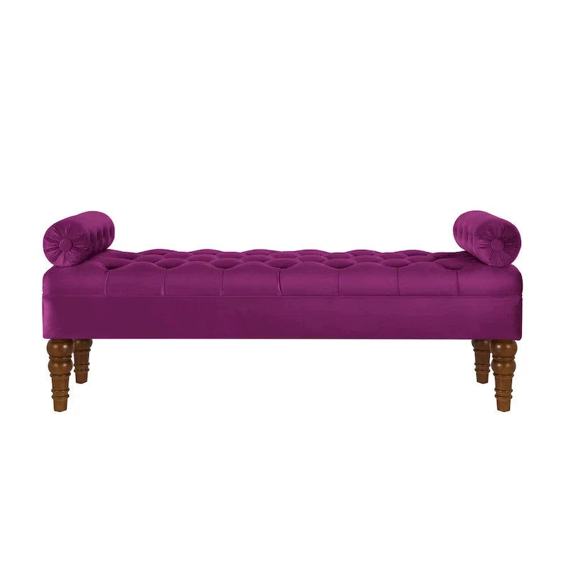 Upholstered Tufted Velvet Bench with Wooden Legs