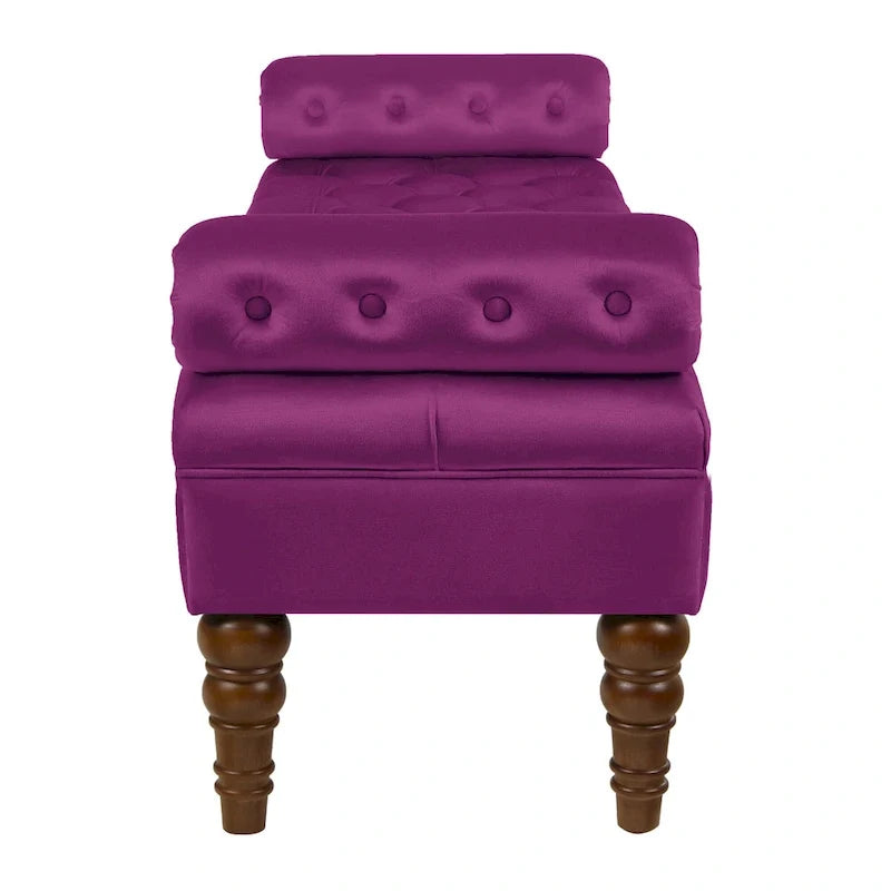 Upholstered Tufted Velvet Bench with Wooden Legs