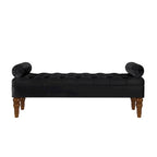 Upholstered Tufted Velvet Bench with Wooden Legs
