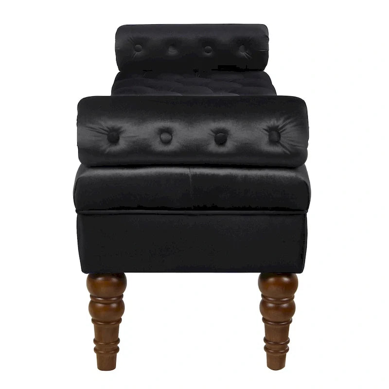 Upholstered Tufted Velvet Bench with Wooden Legs