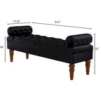 Upholstered Tufted Velvet Bench with Wooden Legs