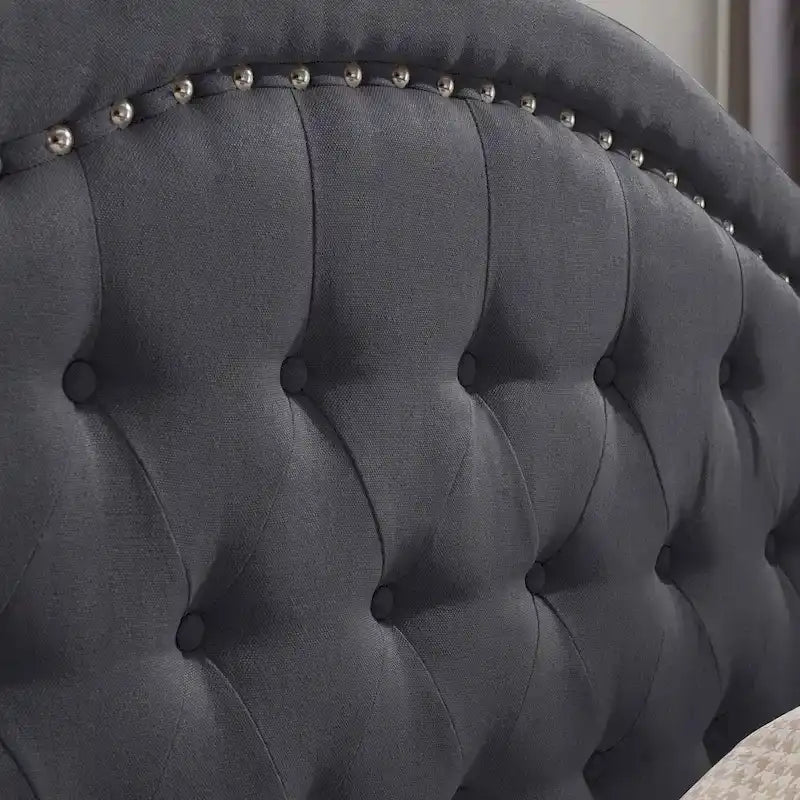 King Size Upholstered Platform Bed with Tufted Arched Headboard