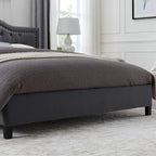 King Size Upholstered Platform Bed with Tufted Arched Headboard